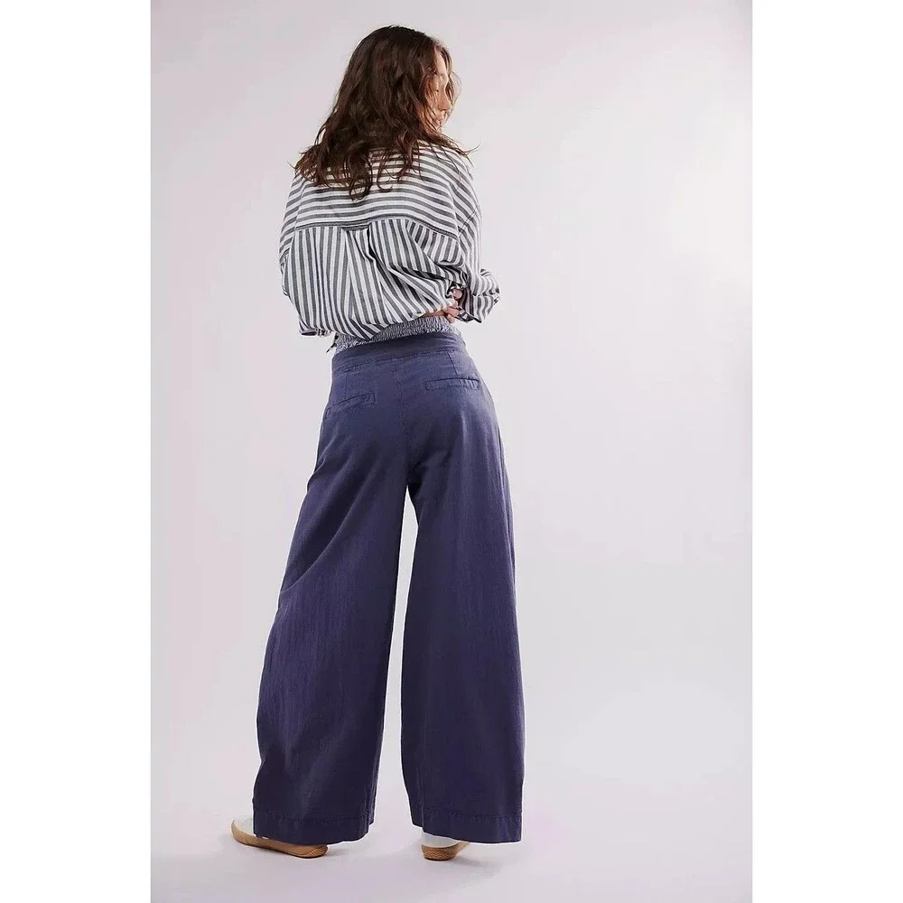 Free People Tegan Washed Barrel Trousers Pants Pleated Solid Cotton S 288469